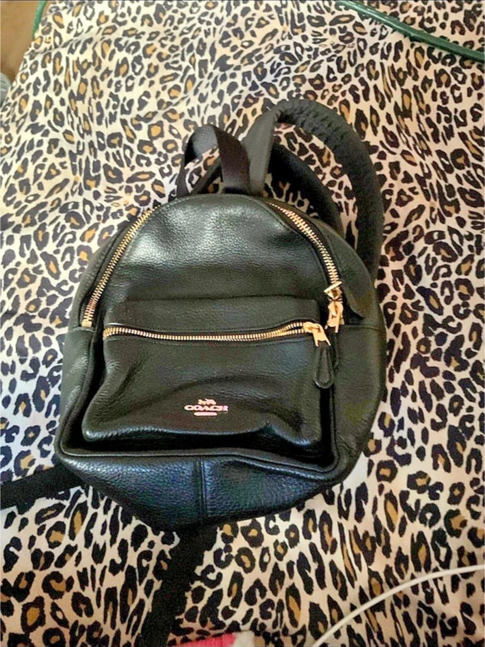 Coach Mini Court Backpack Black Leather